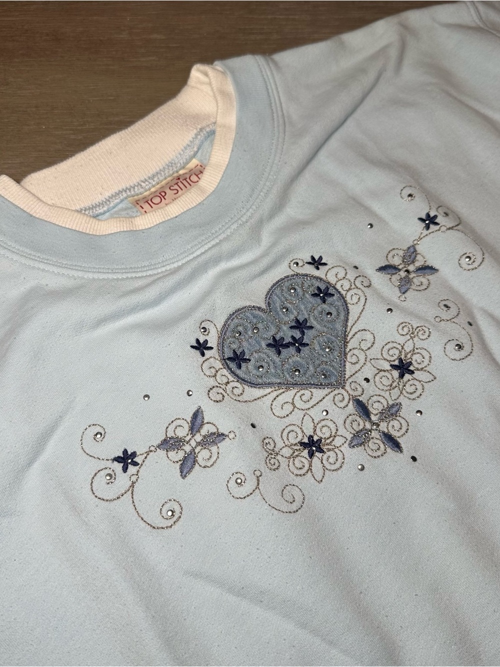Top Stitch by Morning Sun Crewneck Heart Sweatshirt Granny Grandma Sweater READ